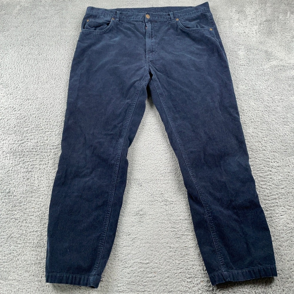 Peter Christian Pants Mens 40x30 Blue Corduroy Trousers Classic Preppy Straight